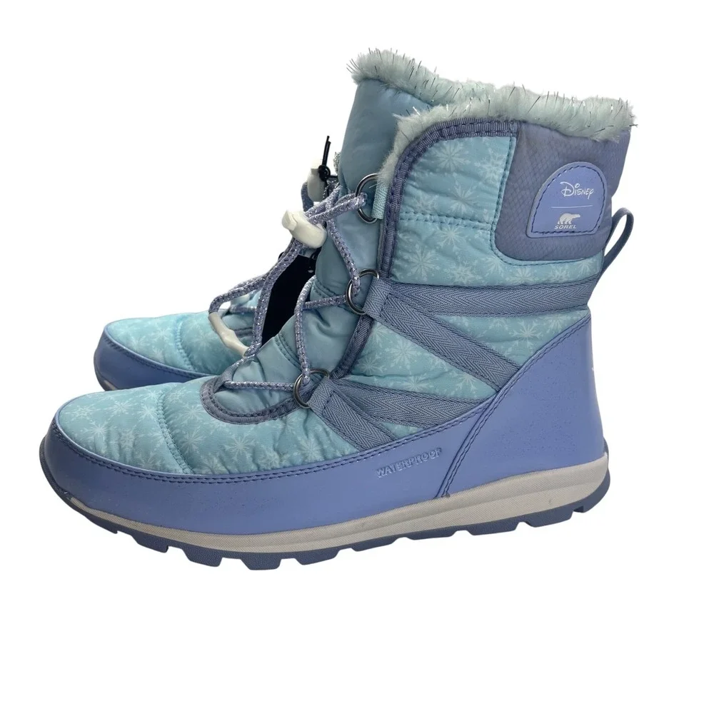 Disney X Sorel Frozen II Snow Boots Women‎ 7 Blue Waterproof Faux Fur LY3665-535